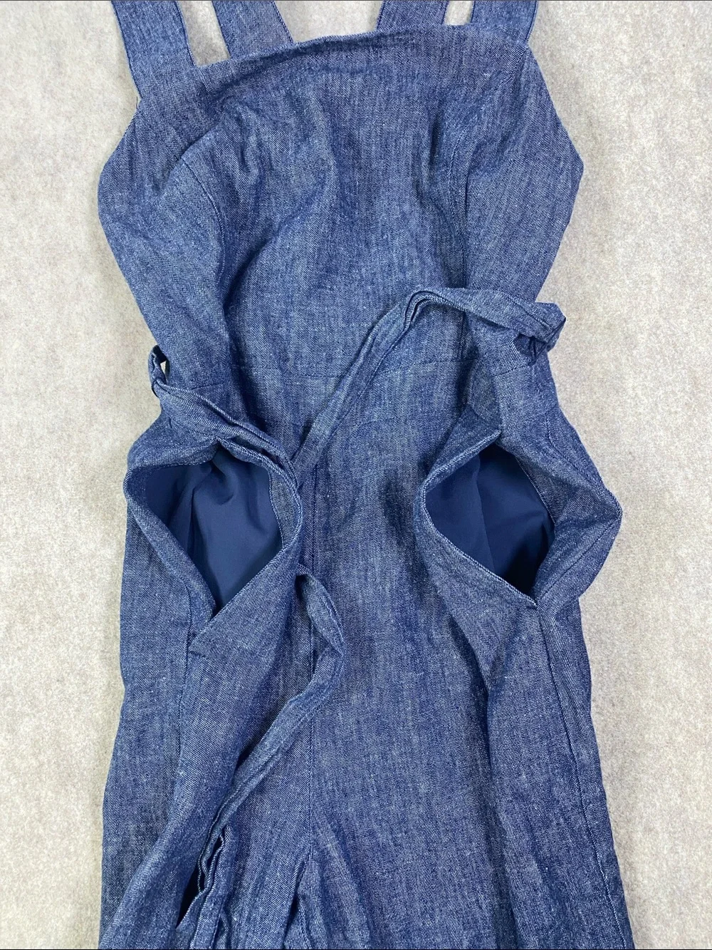 Banana Republic Linen Cotton Chambray Wide Leg Jumpsuit Blue Size 4